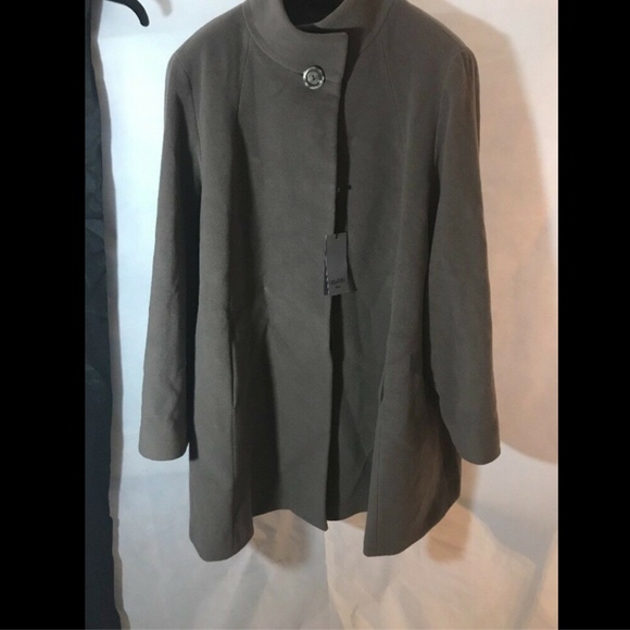 NWT‎ $985 Cinzia Rocca DUE Wool Blend Stand Collar A-Line Coat Mocha [SZ 22W ] - Picture 3 of 8